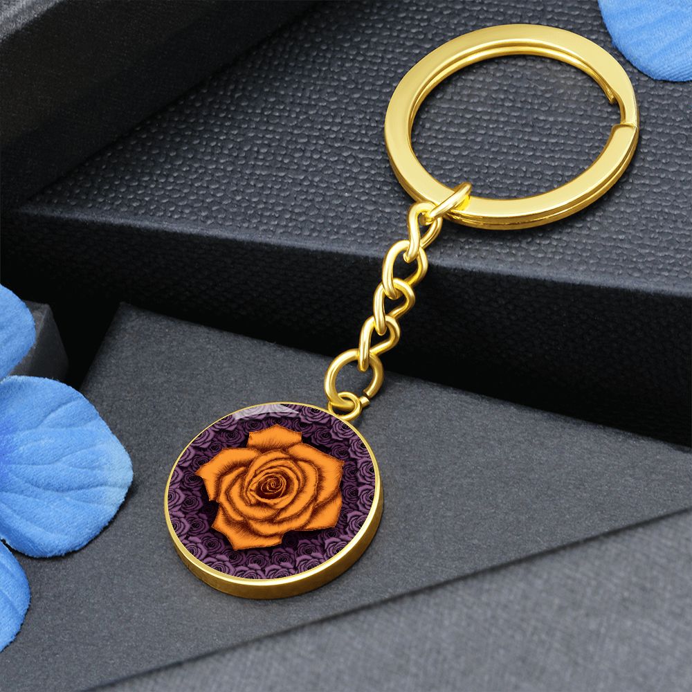 Orange Rose Circle Keychain -1