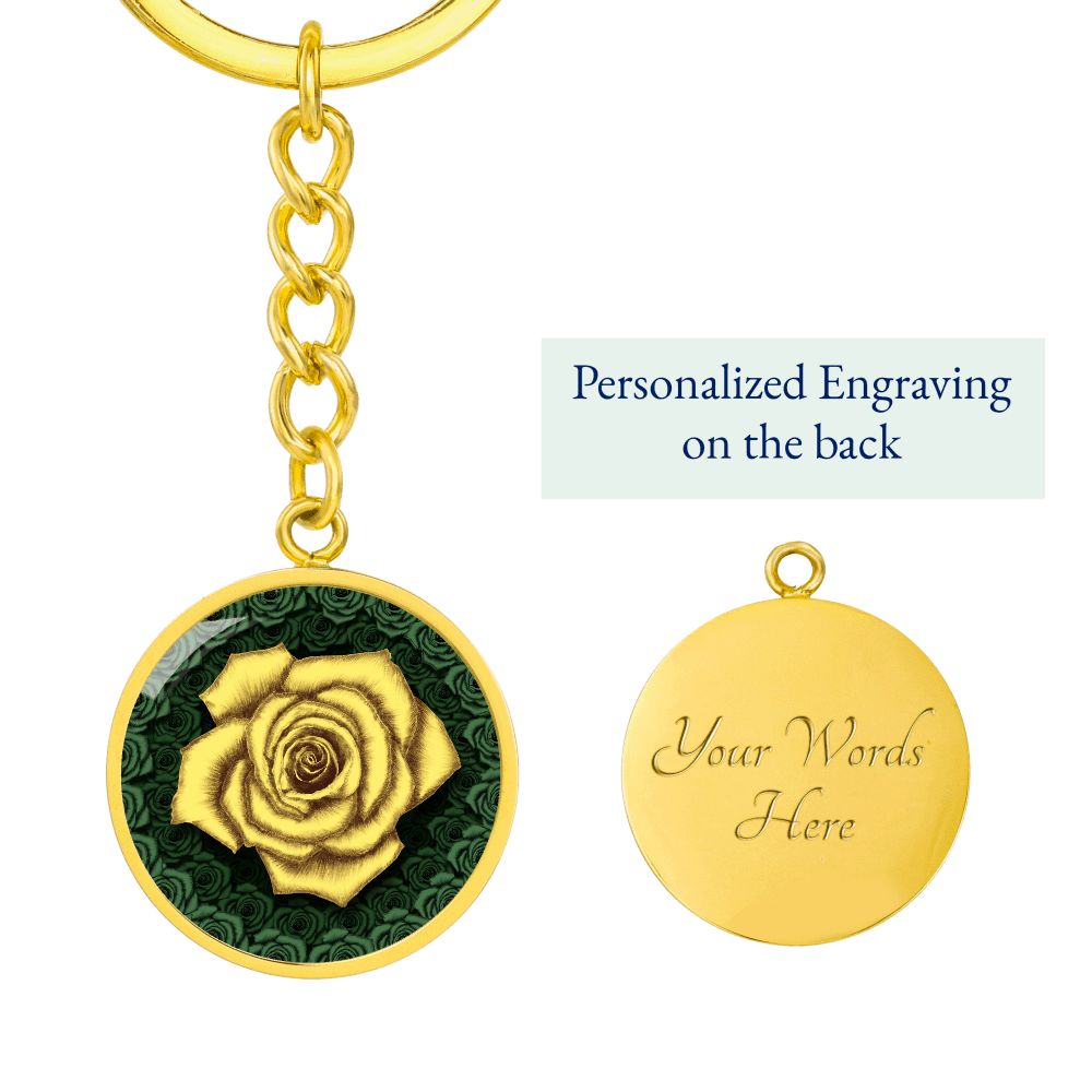 Yellow Rose Circle Keychain