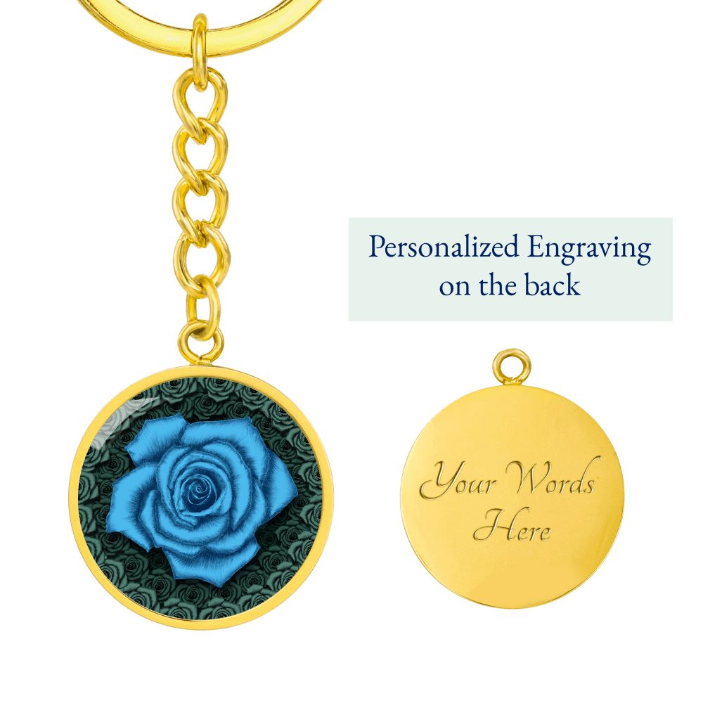 Blue Rose Circle Keychain-1